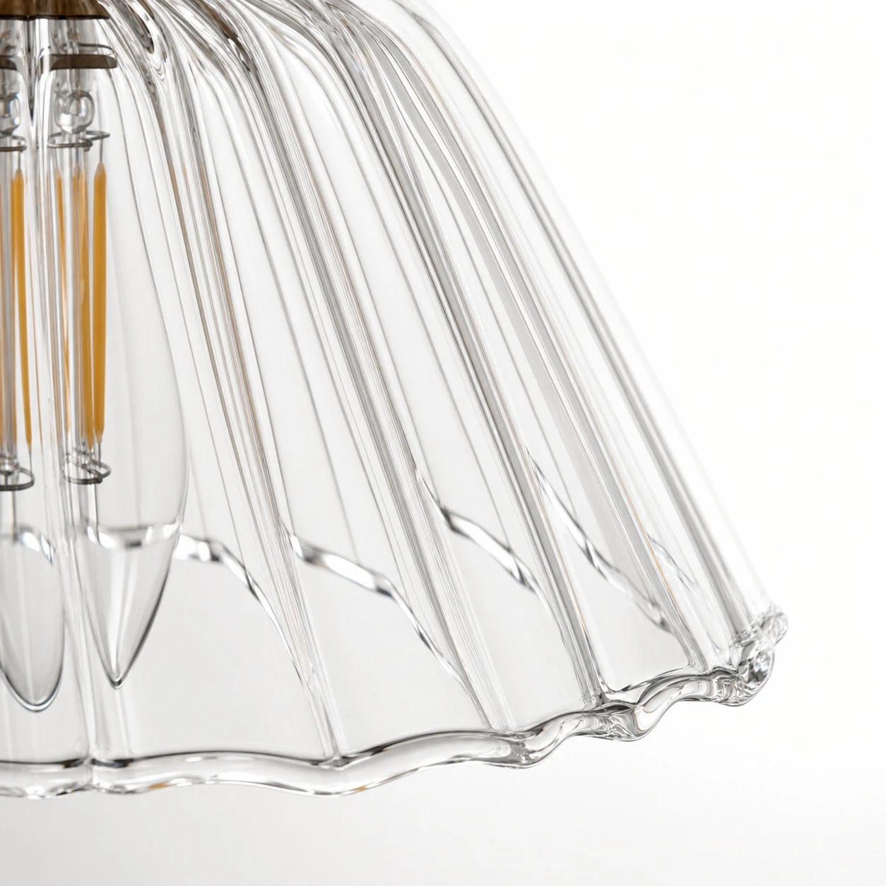 Close-up of clear ribbed glass texture