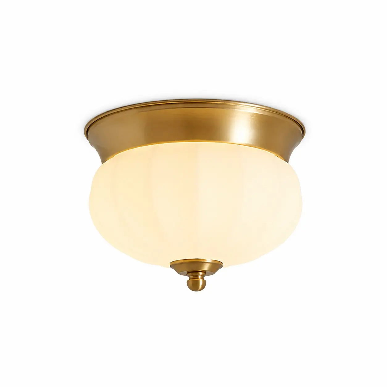 Solid brass and opal glass flush mount profile