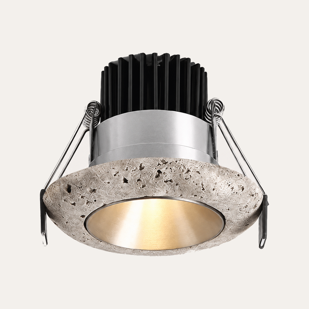 Silver gray travertine recessed COB LED downlight