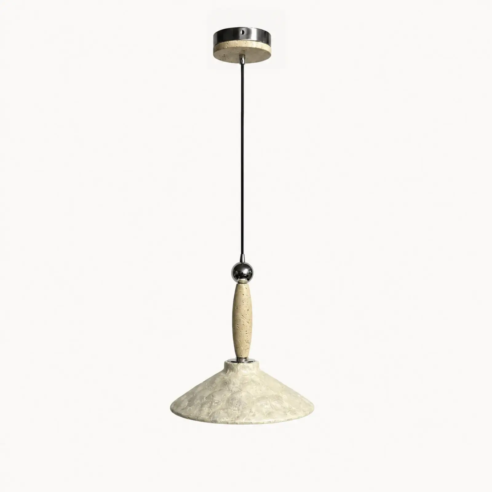Style E mother-of-pearl and travertine pendant light