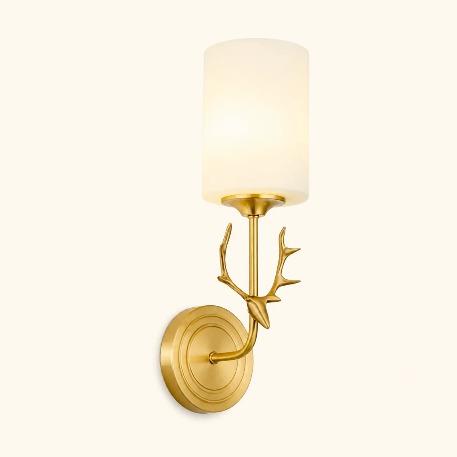 Style A single-light antique brass antler wall sconce