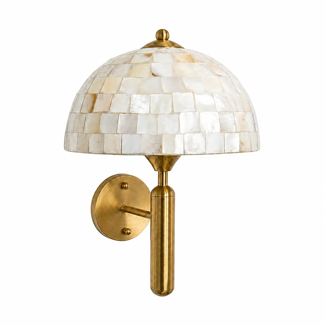 Antique brass mother-of-pearl dome wall sconce