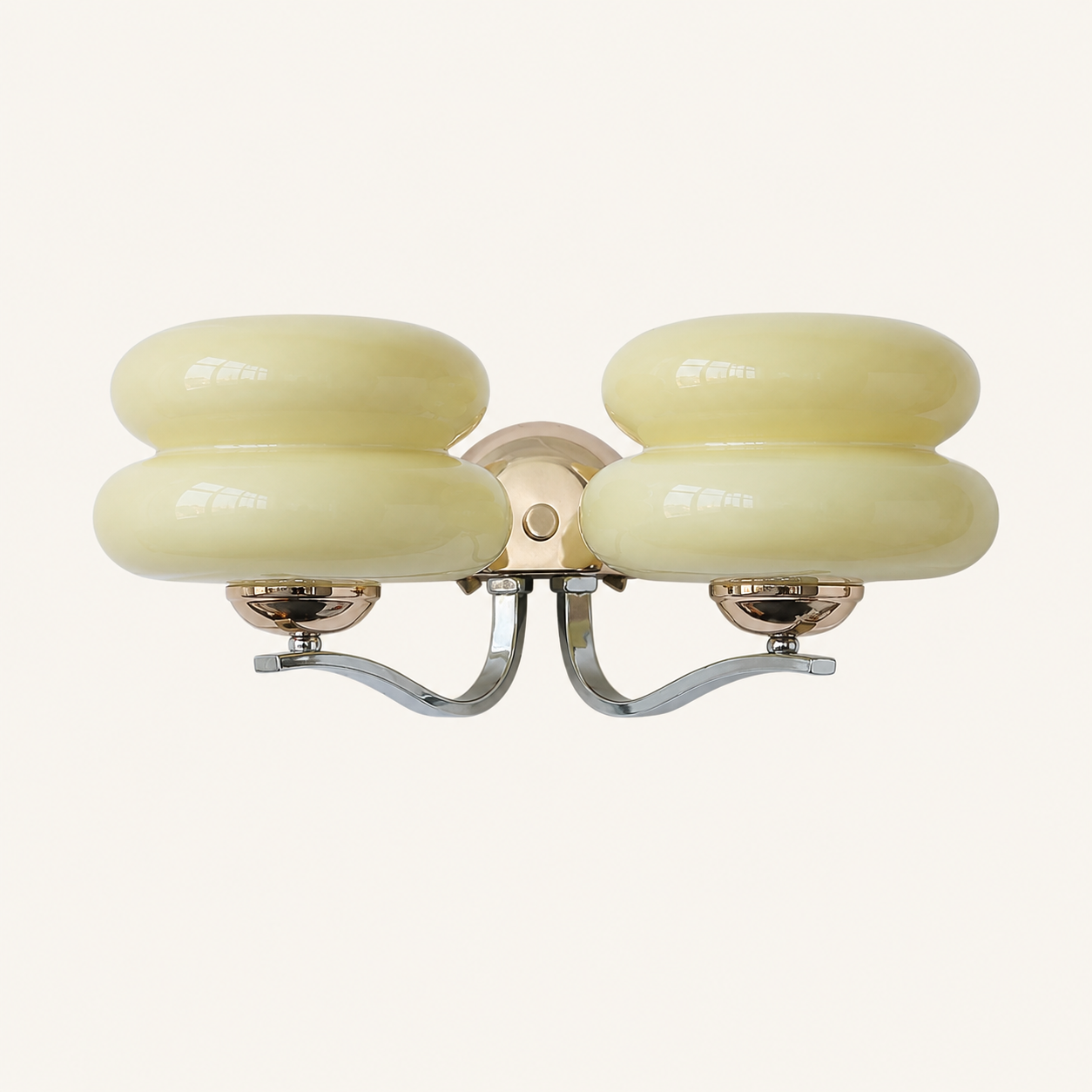 Beige two-light glass wall sconce