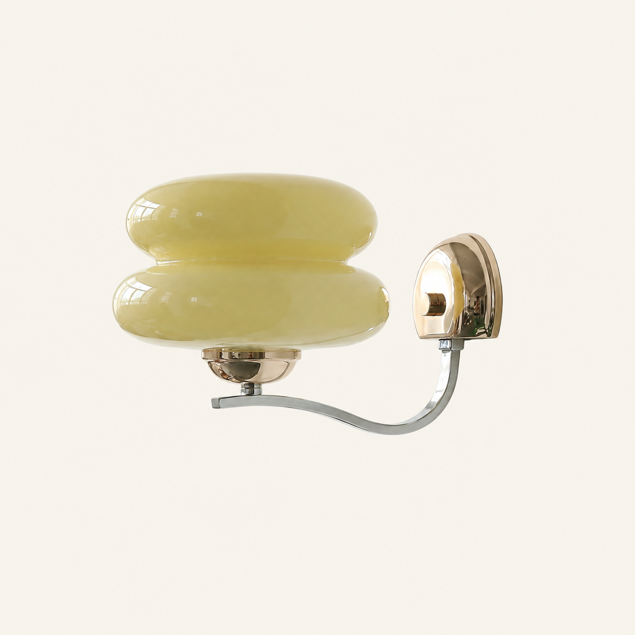 Beige one-light glass wall sconce