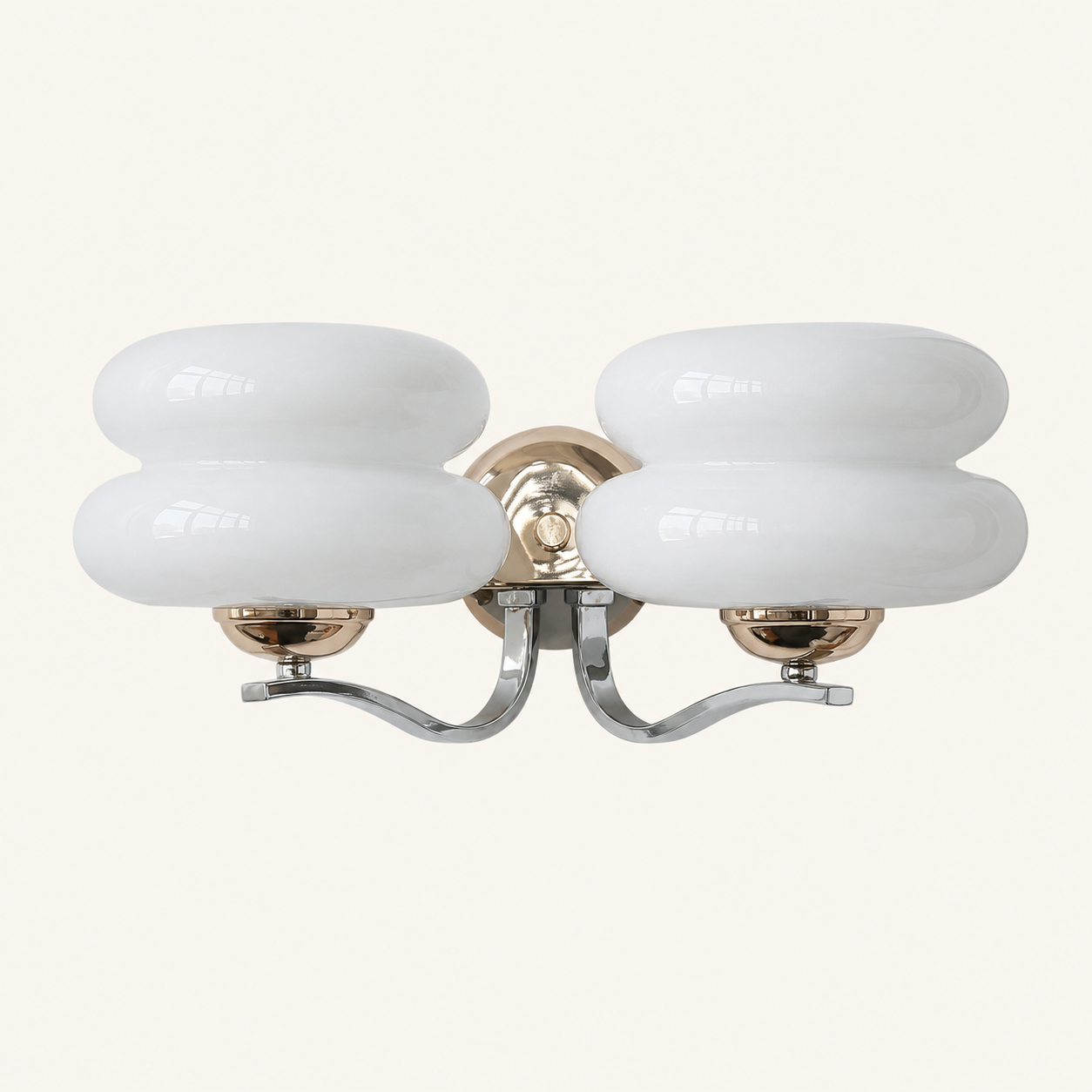 Cream white two-light glass wall sconce