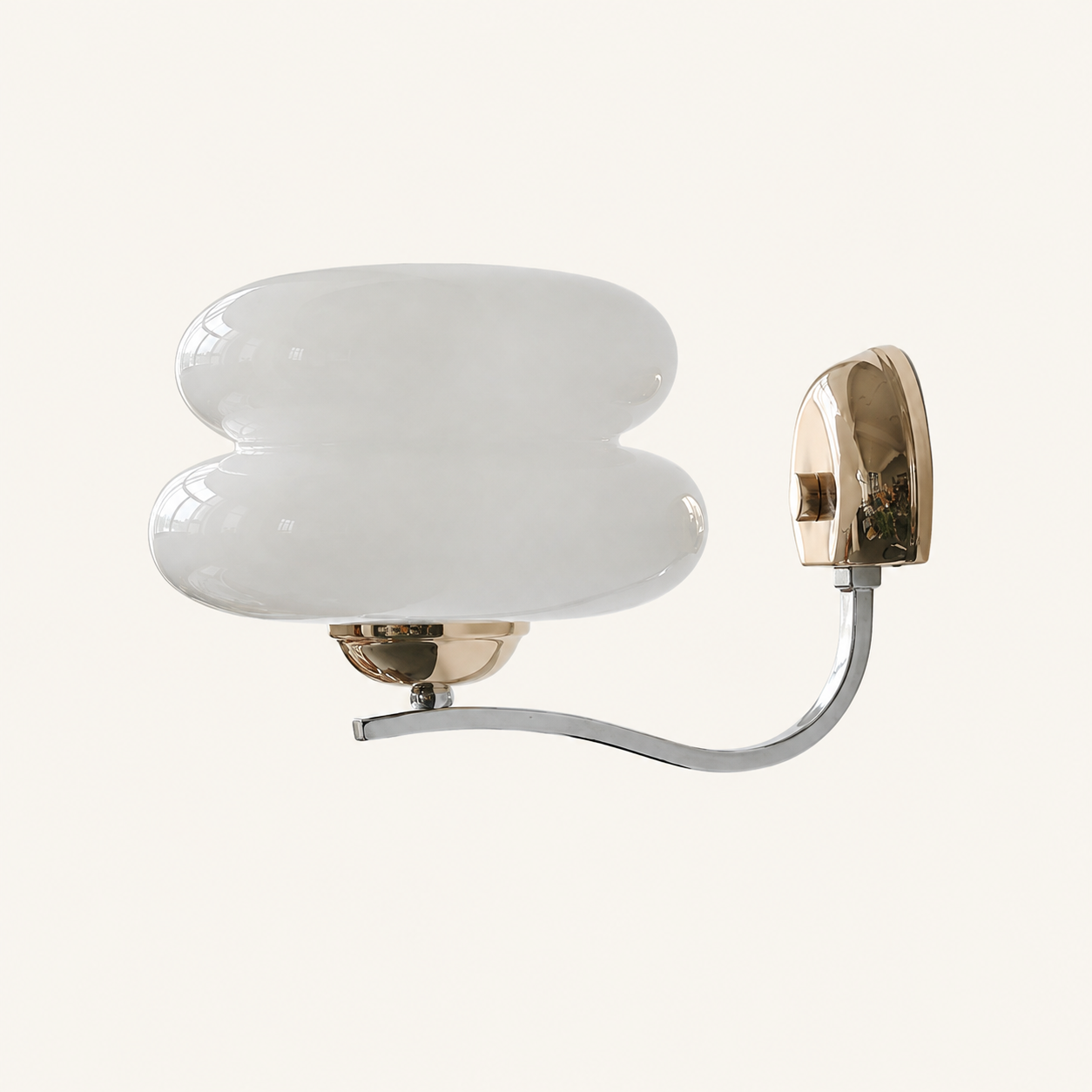 Cream white one-light glass wall sconce
