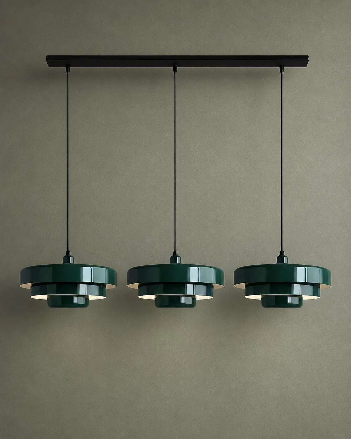Dark Green 3-Head Pendant Light