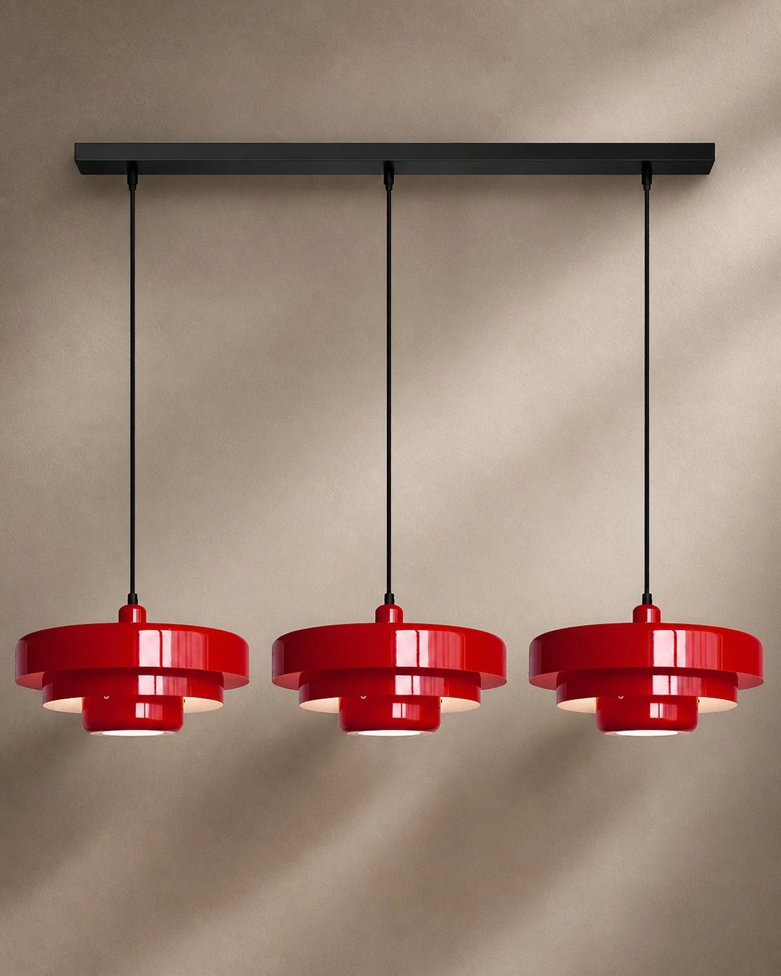 Red 3-Head Pendant Light