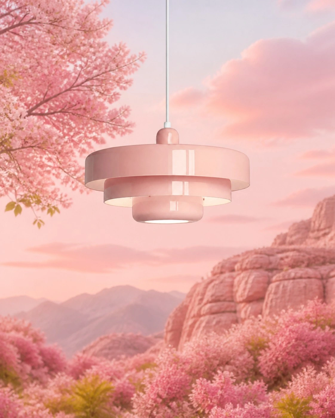Pink light in a nature-led color composition
